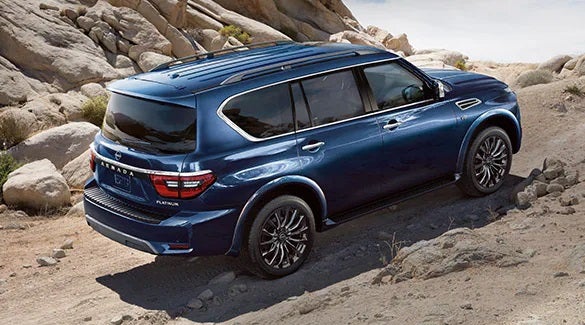 2023 Nissan Armada ascending off road hill illustrating body-on-frame construction. | Cronic Nissan in Griffin GA